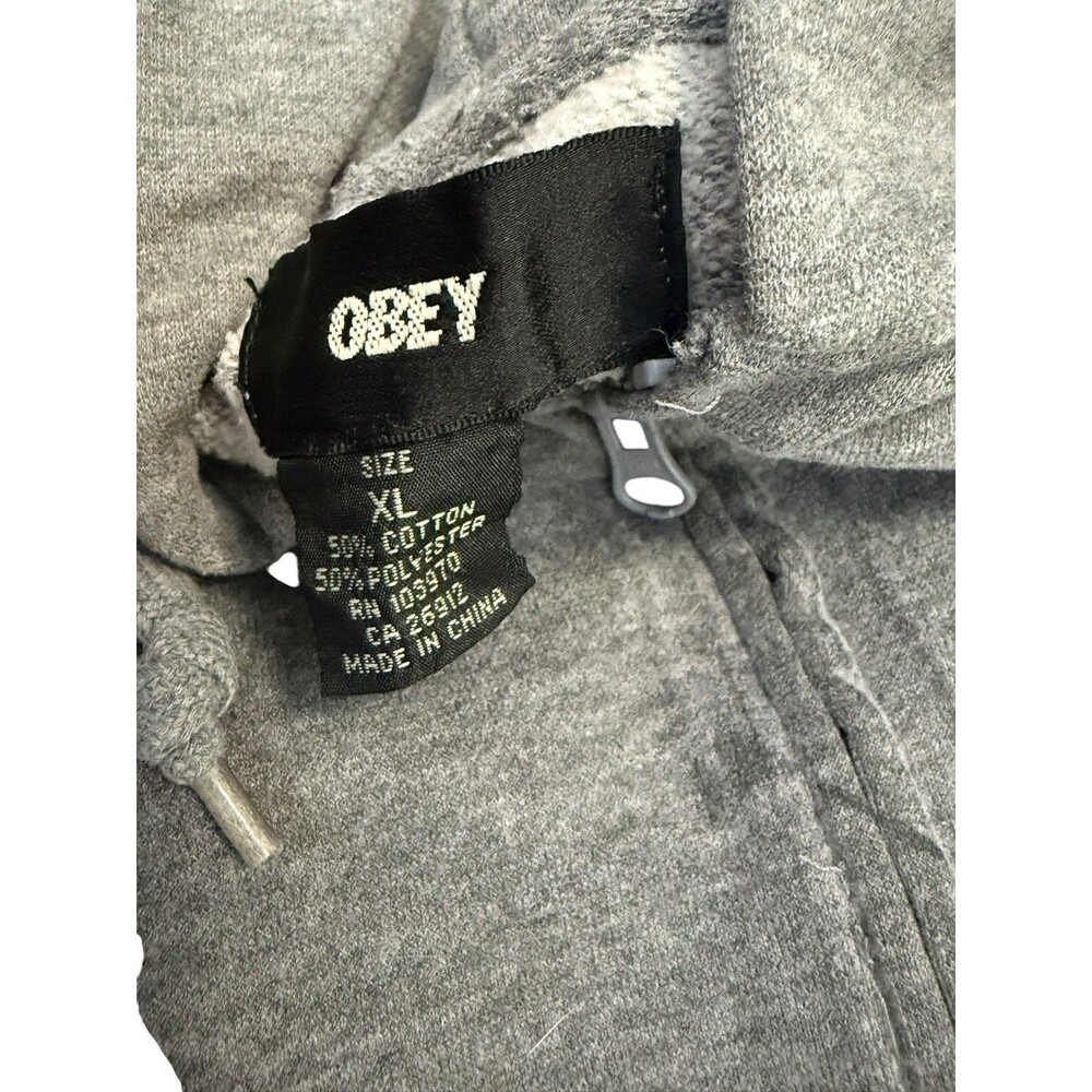 OBEY Y2K Andre Face Graphic Gray Full Zip Hoodie Sweatshirt XL Streetwear - Picture 7 of 9